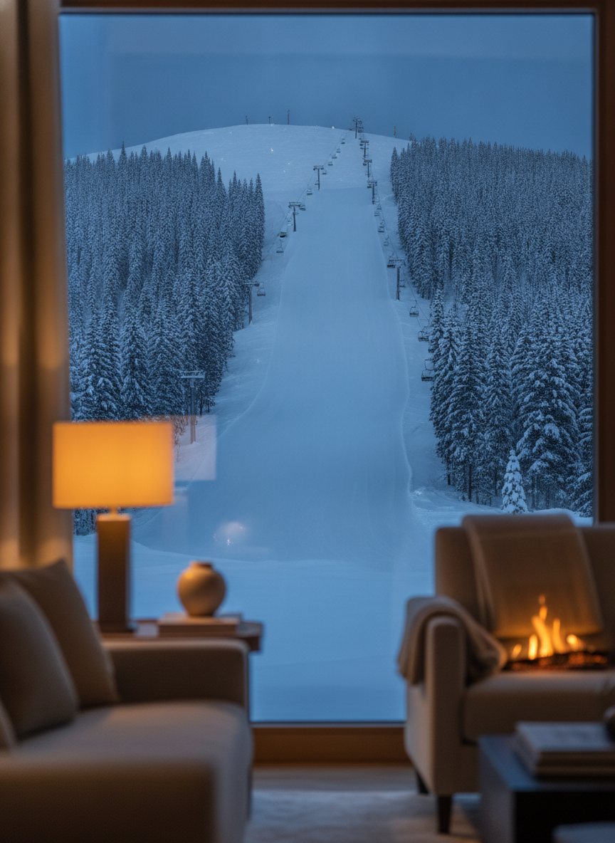 Uređena ski staza kroz smrčevu šumu na Javoru, sa žičarom